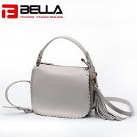 Ladies Leather Shoulder Bag with Metal Snap Hook & Tassel 6008B