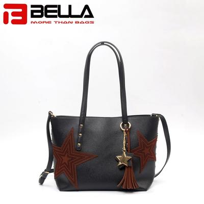 PU Handbag With Metal Zipper and Stars Decoration 6009B