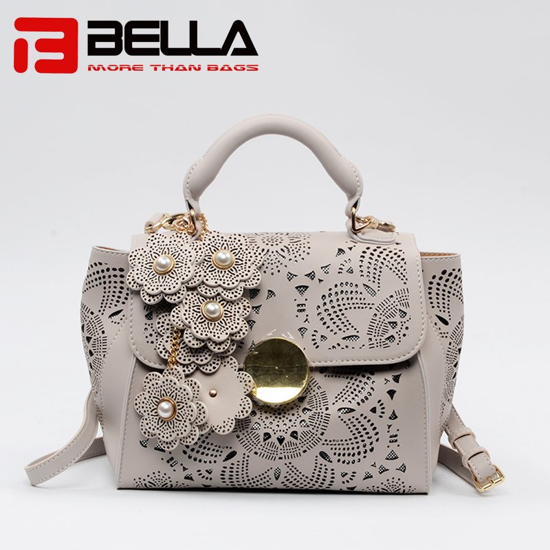 Lase Style PU Handbag with Detachble Flowers Decoration 6019C