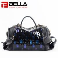 Flash Blue Ladies Leather Handbag with Metal Zipper 6035A