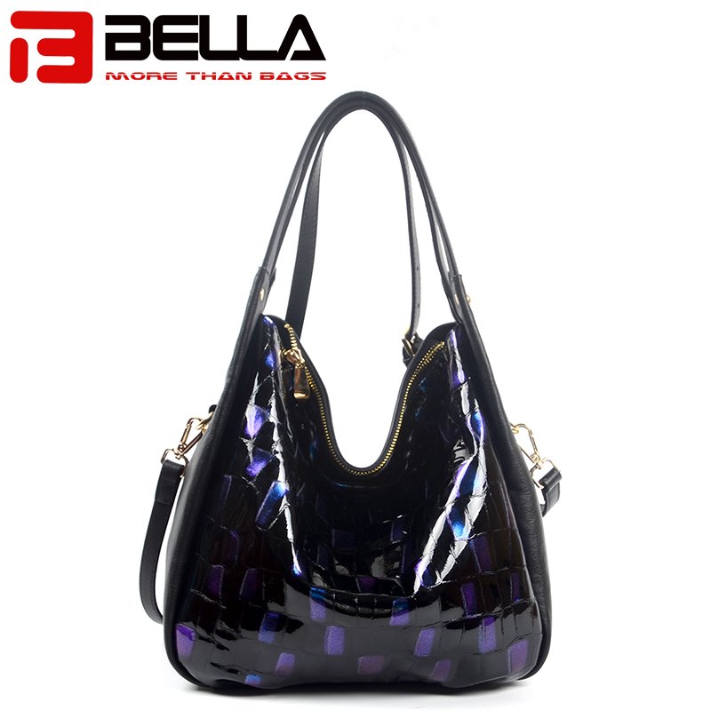Hot Sale Leather Handbag with Fashion Blue Flash Color 6035C