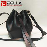 Black Women Leather Brossbody Bag with Bucket Shape NBA-008