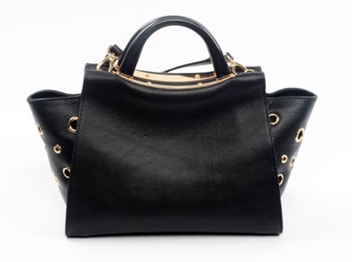 hot sale genuine leather handbag with  special metal ring design decoration