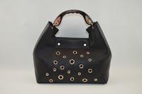hot sale genuine leather handbag with good quality metal rings