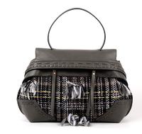 Deep Grey handbag with canvas 6032A