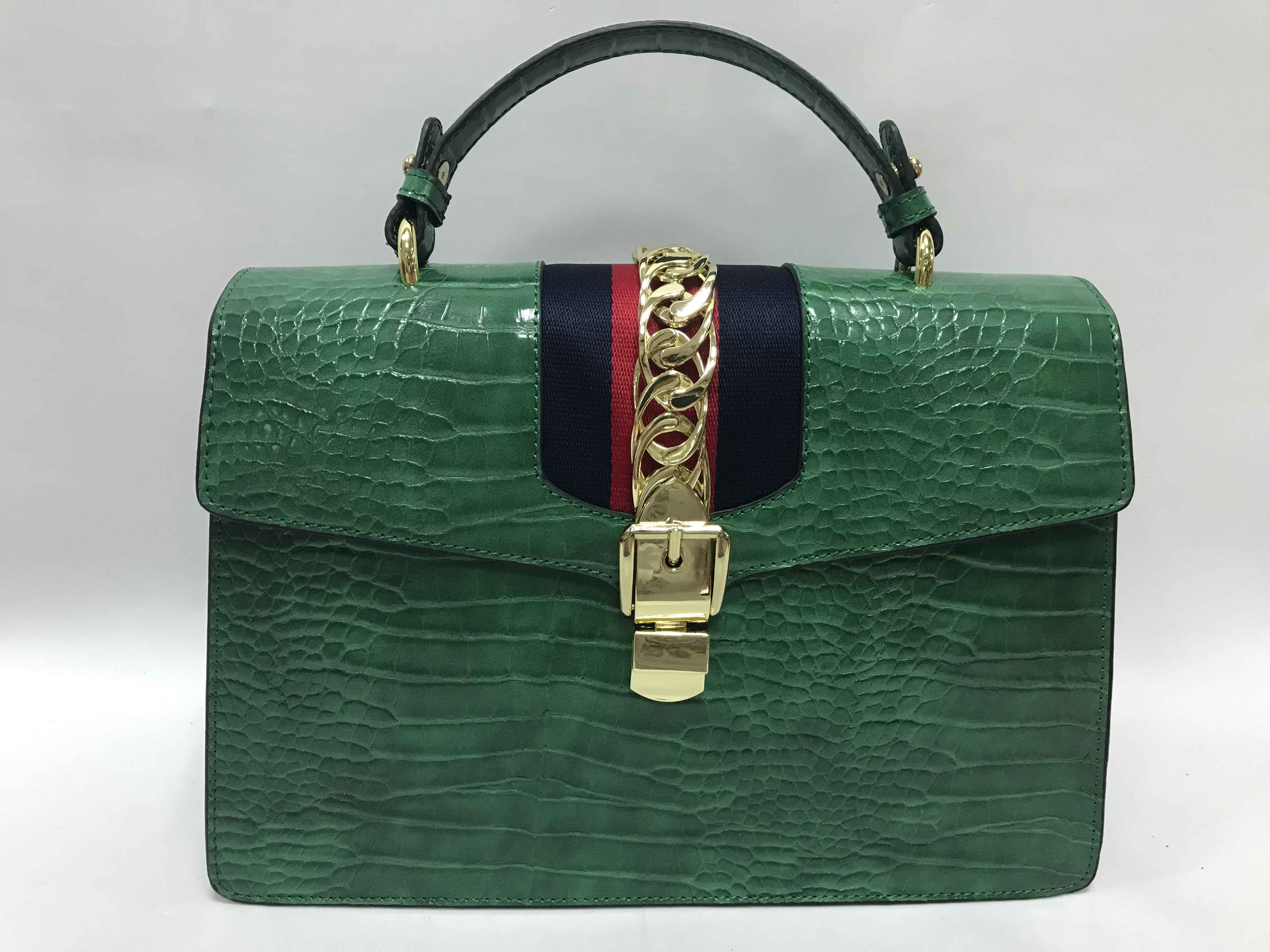 Green handbag with python pattern BE-4777