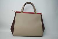 Dusty gray handbag with red decoration BE-4772