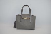 Deep Grey handbag with crocodile skin 7011