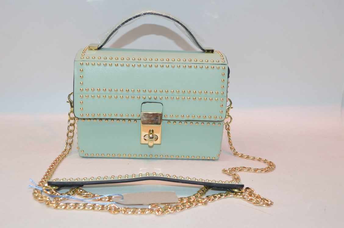 Light green small leather handbag BE-4454