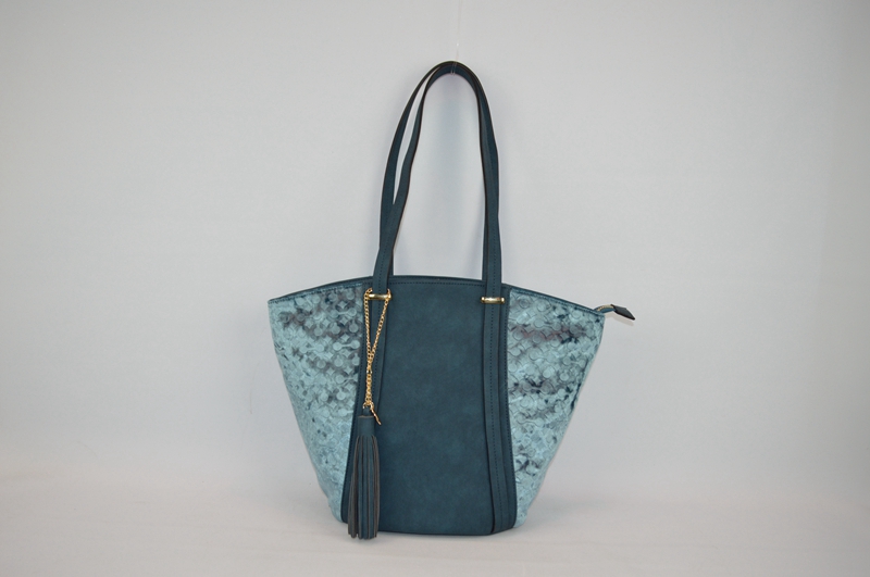 Deep bluish-green PU tote bag