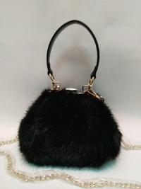 Black mink hair PU handbag 20180101