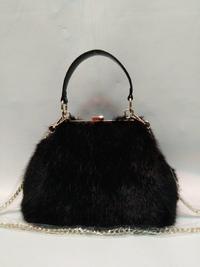 Black mink hair PU handbag 20180102