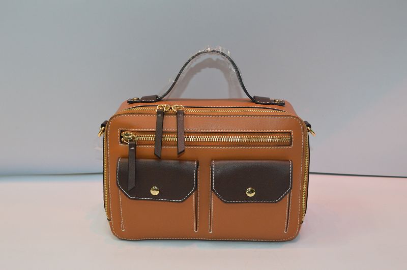Brown leather handbag BE-4536
