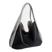Contrasting black with grey PU shoulder bag 6031A