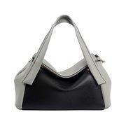 Contrasting black with grey PU handbag 6031B