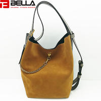 women Suede leather shoulder bag contrast color handbag Guangzhou china handbag factory HM193