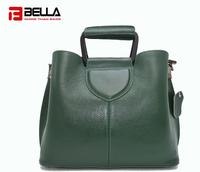 Deep Green Cow Leather Handbag with Special Handle HY8069