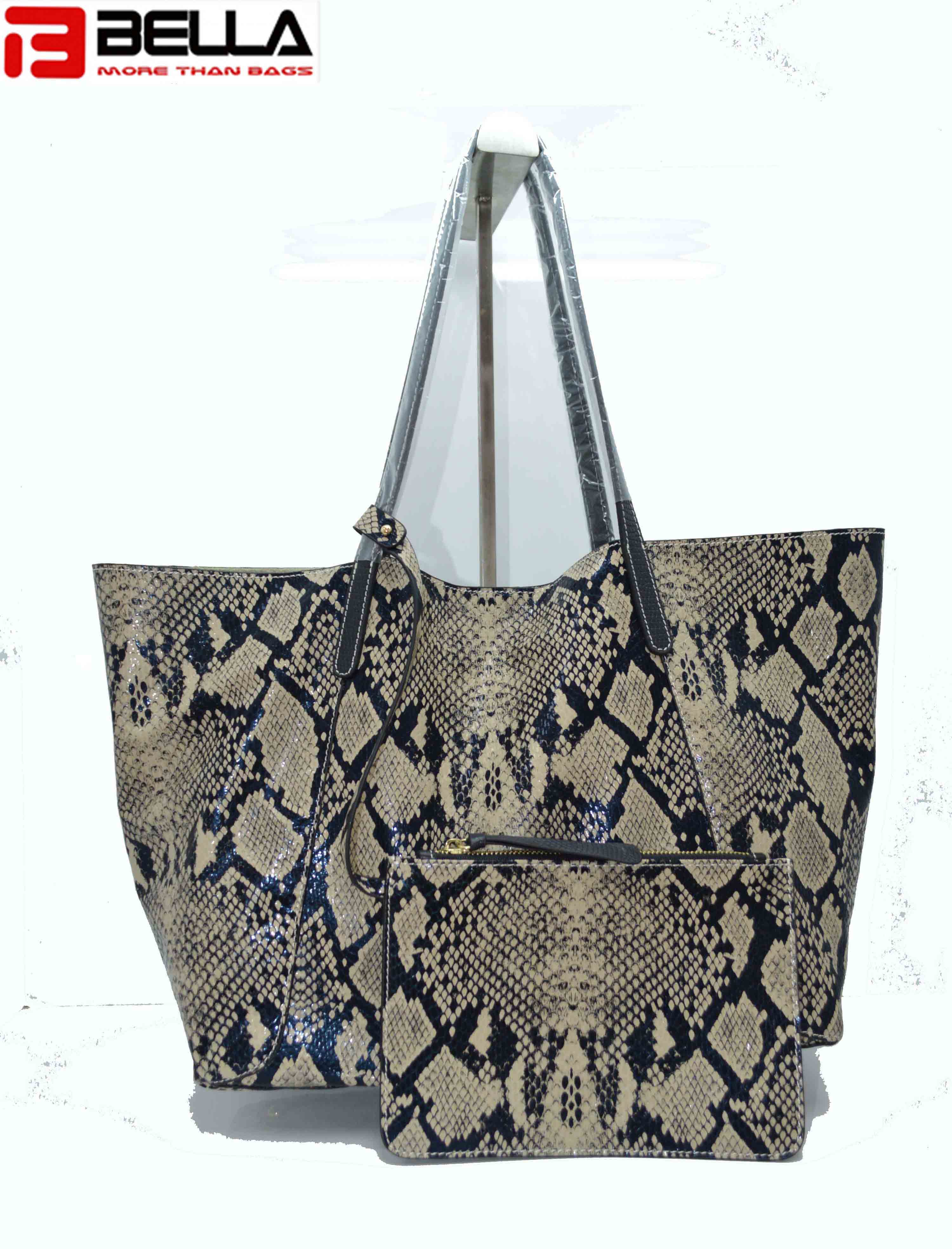 Leather Tote with Python Pattern DPS682