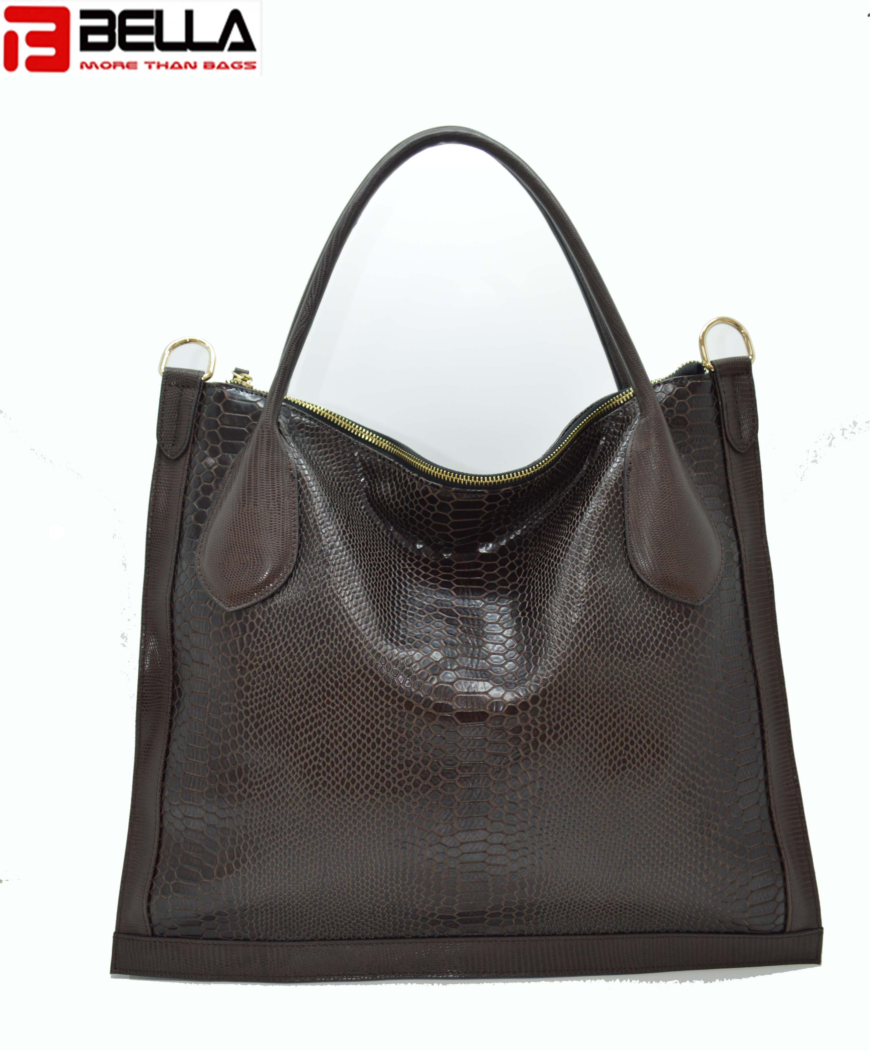Flat Leather Bag with crocodile pattern DPS849